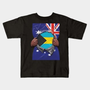 Bahamas Flag Australian Flag Ripped - Gift for Bahamian From Bahamas Kids T-Shirt